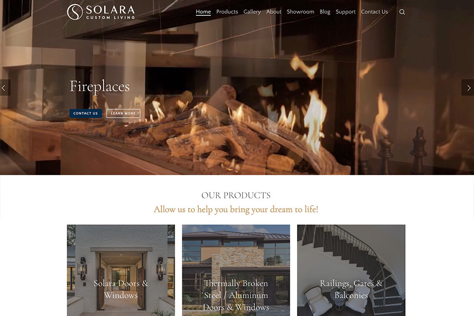 Solara Custom Doors and Lighting website